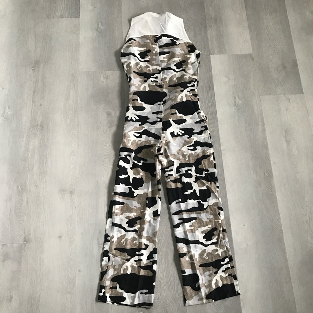 JEAN CHARLES CASTELBAJAC PARIS WOMENS JUMPSUIT SILK CAMO SMALL